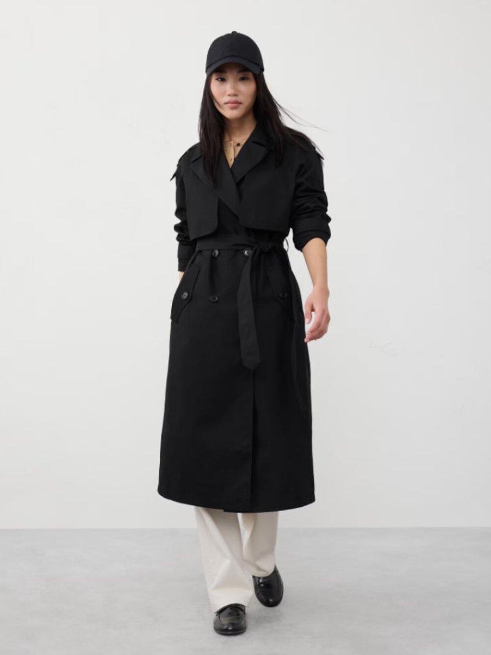 $230 NWT BANANA REPUBLIC Timeless Trench Coat black long women coat size medium